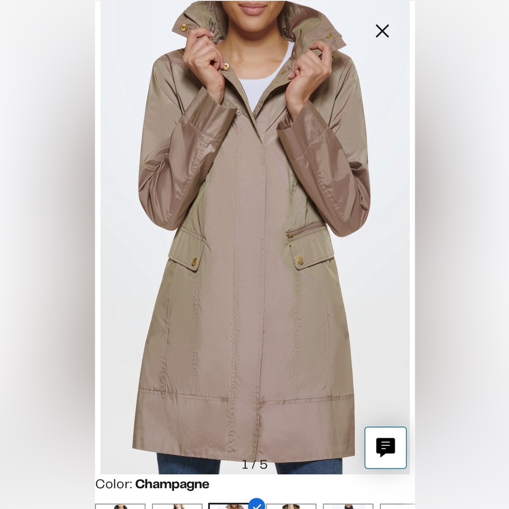 Cole Haan Back Bow Packable Hooded Raincoat